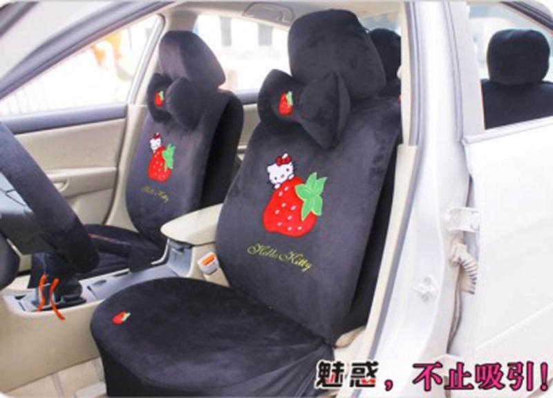 Black red strawberry-hello kitty-universal car seat covers-car seat covers-18pcs