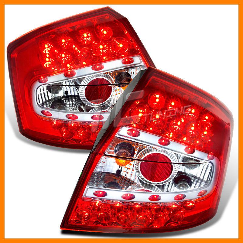 02 03 04 05 audi a4 quattro s4 4dr red/chrome/clear tail lights replacement