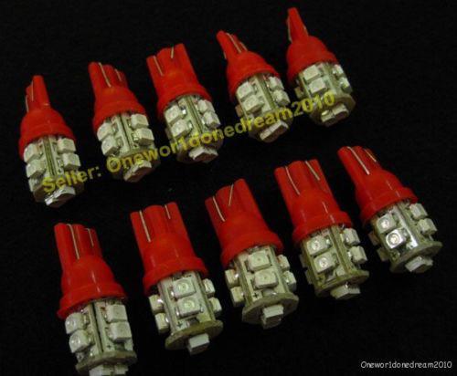 10 pcs lot t10 168 194 w5w 10smd led smt car wedge tail light lamp bulb 12v red