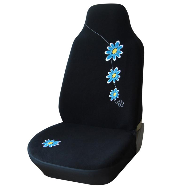 Adeco 2-piece universal vehicle car front seat cover set  w/ flower embroidery