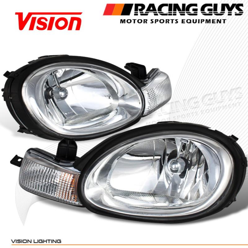 Euro style chrome replacement head lights lamps driver+passenger pair lh+rh