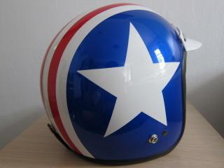 Vintage scooter motorcycle usa flag racing open face helmet new