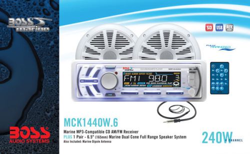 Boss audio mck1440w.6 marine mechless receiver w/ usb port &amp; front aux input new