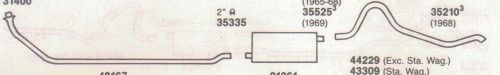 1965-1969 chevy belair, biscayne &amp; impala 6 cylinder exhaust, aluminized