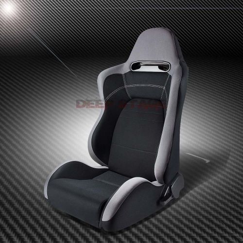 2x type-r gray black cloth sports style racing seats+mounting slider driver side