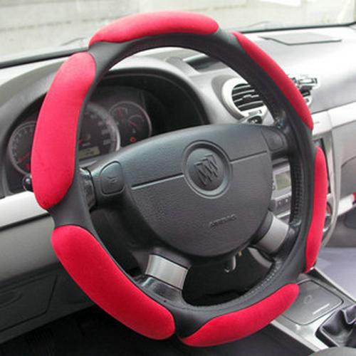 Free shipping red suede anti slip winter car steering wheel cover ca068-red  