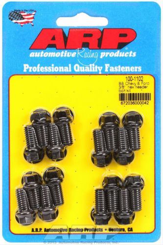 Arp header bolts hex head 3/8&#034; wrench custom 450 black oxide chevy ford setof16