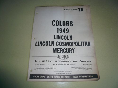 1949 lincoln cosmopolitan mercury dupont duco color chip paint sample - vintage