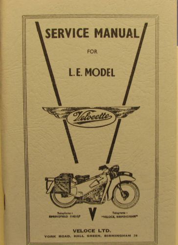 1954 velocette  service manual for l.e. models all illustrated-detailed