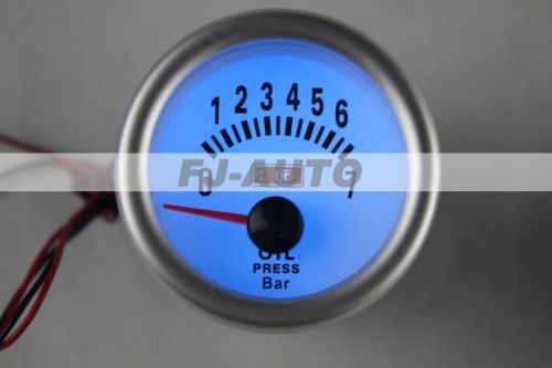 Hot sale universal blue led 2&#034;52mm oil pressure gauge 0-7 bar  with sensor