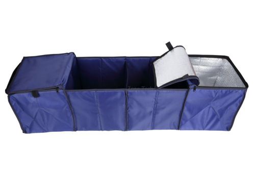 Zone tech multi purpose foldable insulated vehicle trunk storage organizer blue