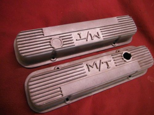 Vintage finned aluminum m/t pontiac valve covers 326 350 389 400 428 455 gto t/a