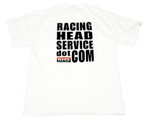 Brand new white rhs racing head service l large logo&#039;d t-shirt #r1011-l