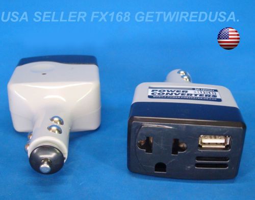 12-volt dc car cigarette lighter to home 110 ac wall outlet &amp; uab power inverter