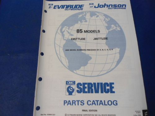 1991 omc evinrude/johnson parts catalog, e85ttleie, 85 models