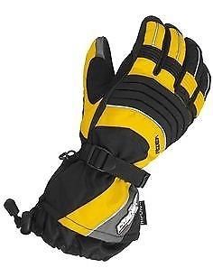 Castle mens yellow rizer g5 insulated cold weather snowmobile gloves-medium-new