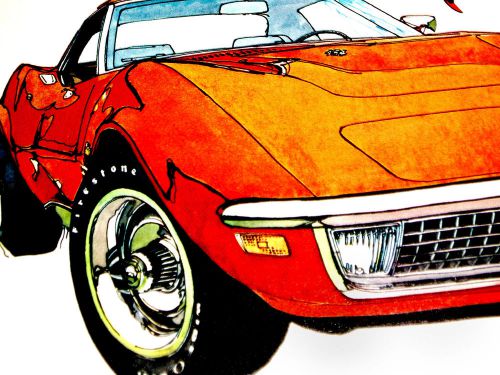 1970 chevy corvette original 1969 ad-poster/print/stingray/350/396/454 v8 engine