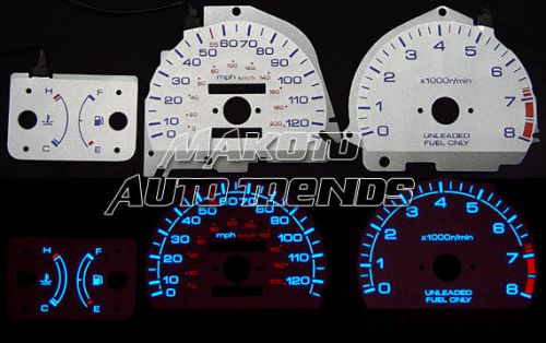 125mph glow gauge indiglo silver reverse face for 90-91 honda civic si crx mt