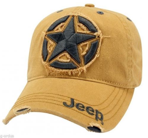 Brand new oem jeep willys distressed 3d star mustard yellow hat cap! oem