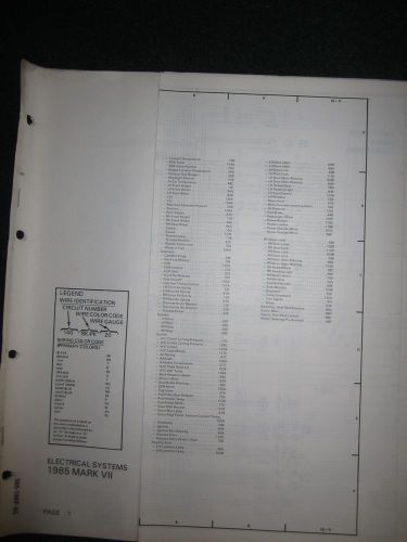 1985 lincoln mark vii electrical wiring diagram manual schematic sheets 7 oem