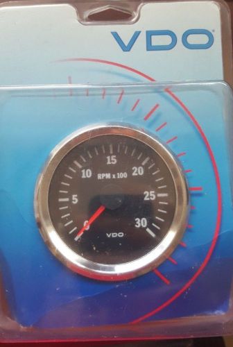 Vdo vision chrome 3 3/8&#034; tach 3000 rpm #333-192 programmable 12v 4-6-8 cylinder