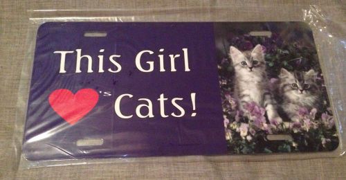 Nwt this girl loves cats photo license plate purple