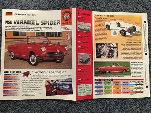 ★★ nsu wankel spider - collector brochure - specs info 1964 - 1967  ★★