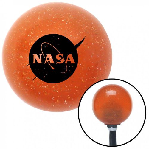 Black nasa logo circle  orange metal flake shift knob with 16mm x 1.5 insert