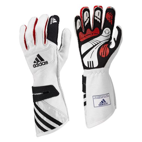 Adidas adistar nomex racing driving gloves - fia certified - white/red - x-large