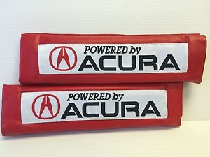Powered by acura pair red pleather embroidery car seat belt shoulder pads newnic