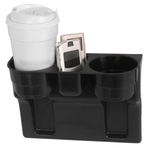 Black 2 cup drink beverage holder seat wedge car auto truck rv universal mount