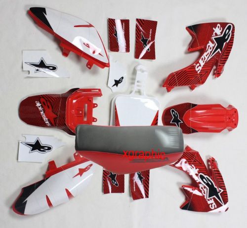 Red body plastic decals stickers tall seat for honda crf50 xr50 bike thumpstar 3
