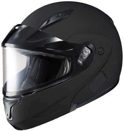 Hjc cl-max ii flat matte black dual lens modular flip up snowmobile helmet