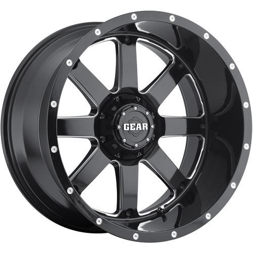 22x12 black gear alloy big block (726b) wheels 8x180 -44 lifted gmc yukon 2500