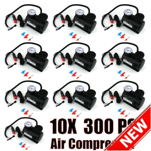 10pc mini portable auto inflator air pump compressor for balls tire 12v car plug