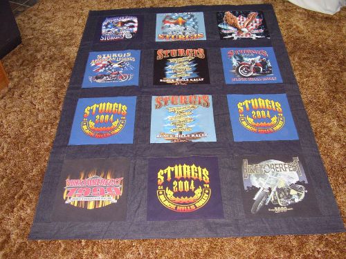 Sturgis quilt home made one of a kind denim quilt tee shirts 1999-2004