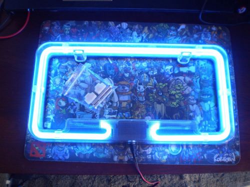 Plasmaglow 10120 blue neon license plate frame