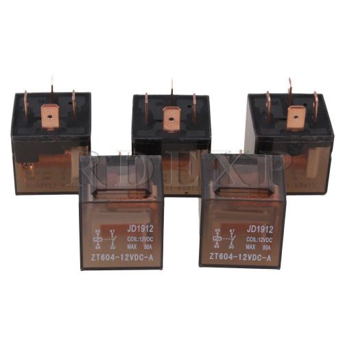12-24v 80a automotive relays 4 pins set of 5 brown