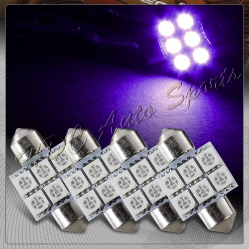 4x 31mm 6 smd purple led festoon dome map glove box trunk replacement light bulb