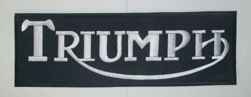 Triumph motorcycles logo back patch. 11 inch. white and black. new nice