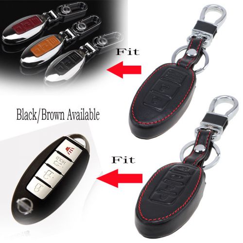 2/4 button keyring key case holder chain leather for nissan teana sylphy x-trail