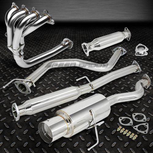 4.5&#034;muffler tip racing catback+4-1 header manifold+pipe exhaust for civic ej6-8