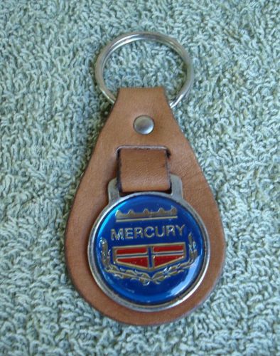 Vintage mercury merc automobile brown leather usa key ring key fob key holder