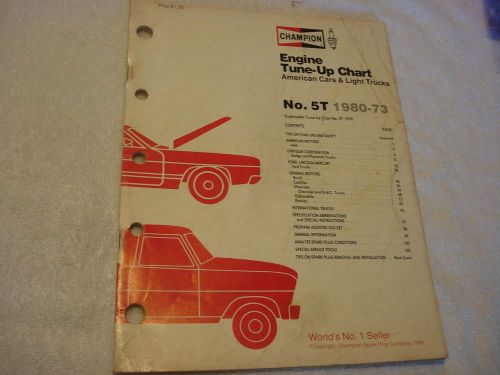 1973-1980 Champion Spark Plug Engine Tune-up Chart for American Cars & Trucks, image 1