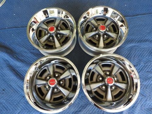 Set 4 pontiac gto rally 11 15x7&#034; wide new repro wheels  new rings &amp; red caps