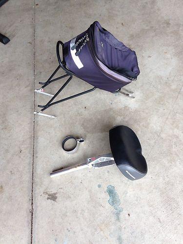 Whizzer seat and carrying rack with bag.cup holder