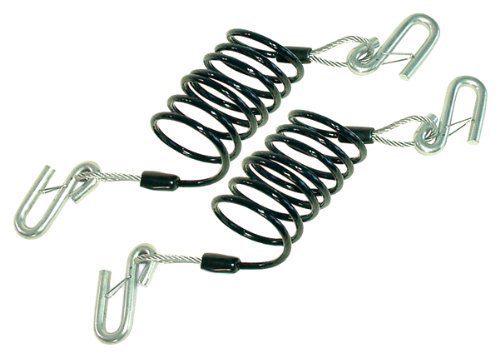 Demco 9523003 pair coiled tow bar safety cable pair rated to 14,000 lbs.