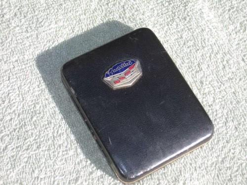 Rare cadillac leather coffin style key case accessory w/ cadillac emblem badge 