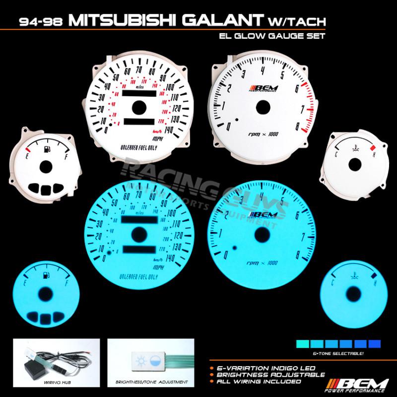 Reverse el glow gauge cluster face kit 94-98 mitsubishi galant tachometer rpm