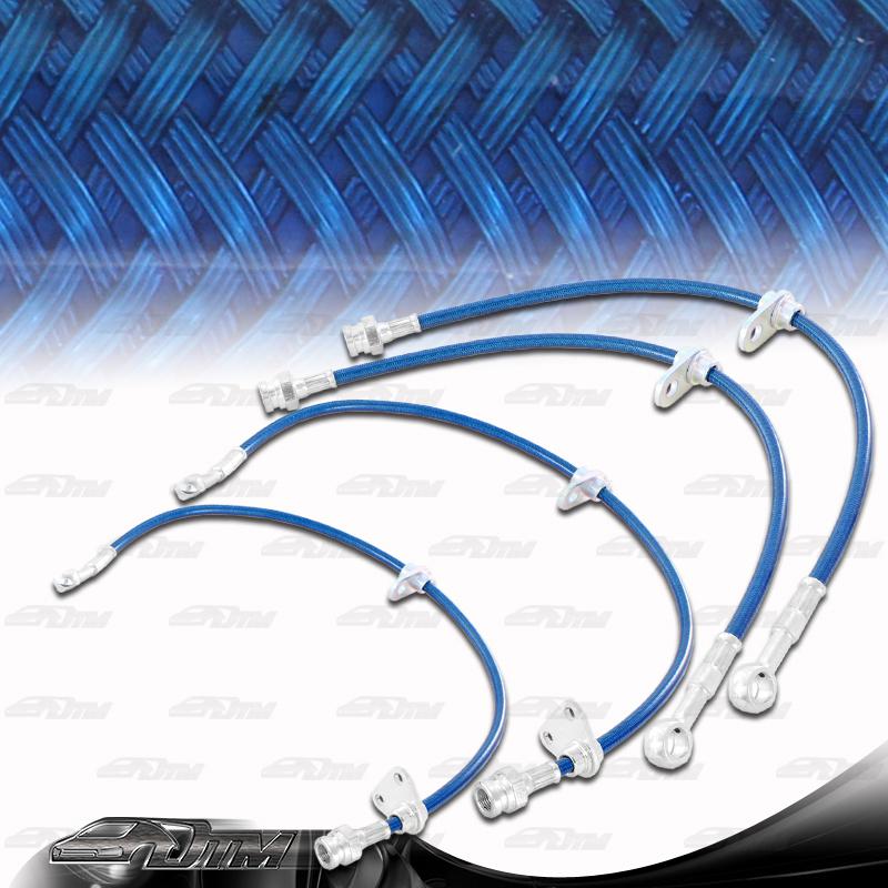 97-01 acura integra type-r gs-r front & rear stainless steel brake lines -blue